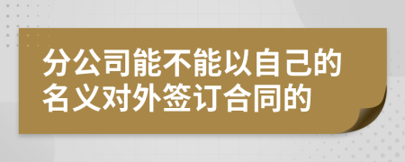 分公司能不能以自己的名义对外签订合同的