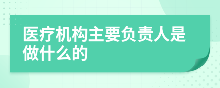 医疗机构主要负责人是做什么的