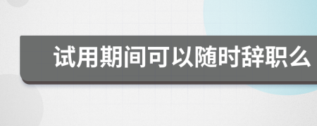 试用期间可以随时辞职么