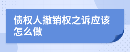 债权人撤销权之诉应该怎么做