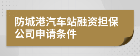 防城港汽车站融资担保公司申请条件