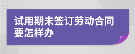 试用期未签订劳动合同要怎样办