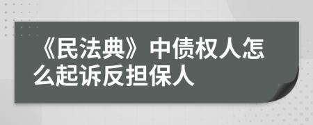 《民法典》中债权人怎么起诉反担保人