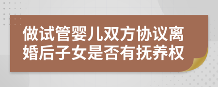 做试管婴儿双方协议离婚后子女是否有抚养权