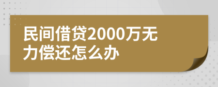 民间借贷2000万无力偿还怎么办