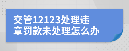 交管12123处理违章罚款未处理怎么办