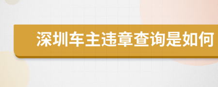 深圳车主违章查询是如何