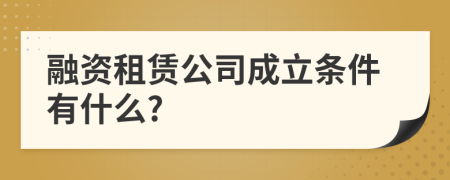 融资租赁公司成立条件有什么?