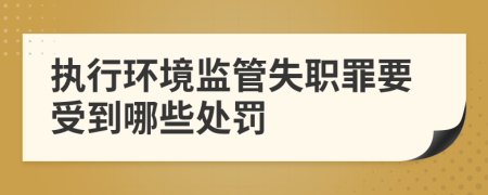 执行环境监管失职罪要受到哪些处罚