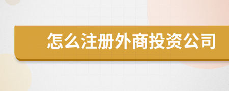 怎么注册外商投资公司