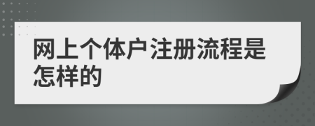 网上个体户注册流程是怎样的