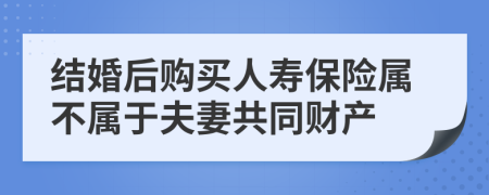 结婚后购买人寿保险属不属于夫妻共同财产