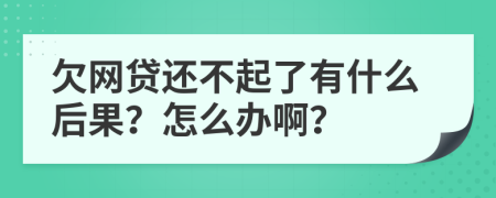 欠网贷还不起了有什么后果？怎么办啊？