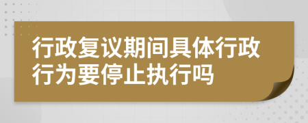 行政复议期间具体行政行为要停止执行吗