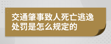 交通肇事致人死亡逃逸处罚是怎么规定的