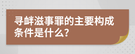 寻衅滋事罪的主要构成条件是什么？