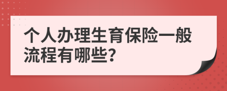 个人办理生育保险一般流程有哪些？