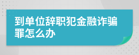 到单位辞职犯金融诈骗罪怎么办