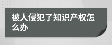 被人侵犯了知识产权怎么办