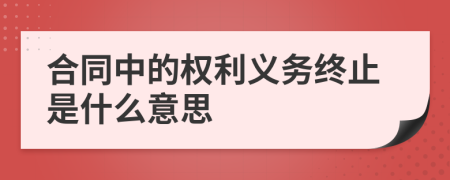 合同中的权利义务终止是什么意思