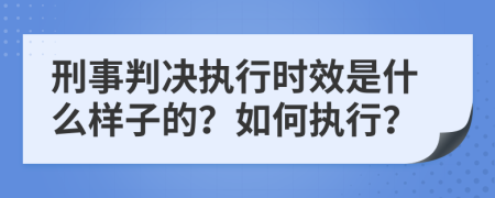 刑事判决执行时效是什么样子的？如何执行？