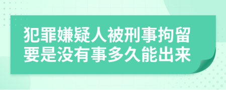 犯罪嫌疑人被刑事拘留要是没有事多久能出来