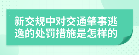 新交规中对交通肇事逃逸的处罚措施是怎样的