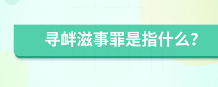 寻衅滋事罪是指什么？