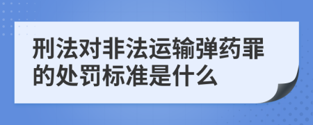 刑法对非法运输弹药罪的处罚标准是什么