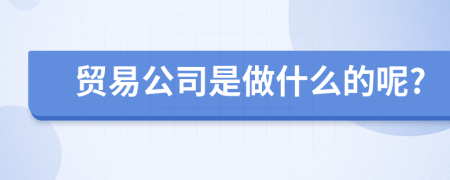 贸易公司是做什么的呢?