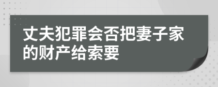 丈夫犯罪会否把妻子家的财产给索要