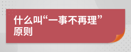 什么叫“一事不再理”原则