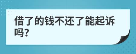 借了的钱不还了能起诉吗？