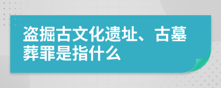 盗掘古文化遗址、古墓葬罪是指什么