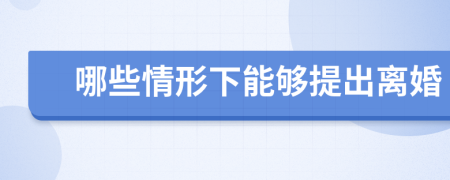 哪些情形下能够提出离婚