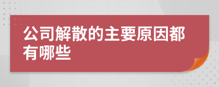 公司解散的主要原因都有哪些