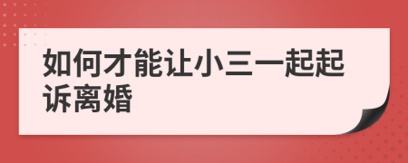 如何才能让小三一起起诉离婚