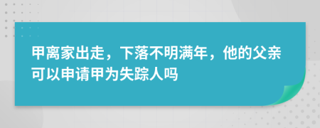 甲离家出走，下落不明满年，他的父亲可以申请甲为失踪人吗
