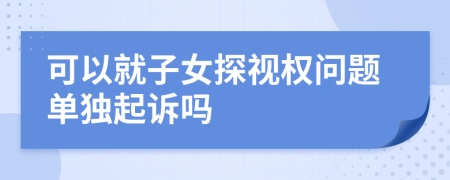 可以就子女探视权问题单独起诉吗