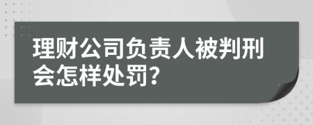 理财公司负责人被判刑会怎样处罚？