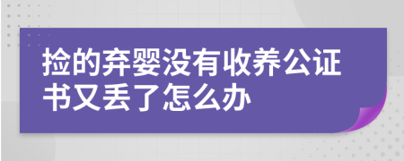 捡的弃婴没有收养公证书又丢了怎么办