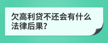 欠高利贷不还会有什么法律后果？