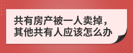 共有房产被一人卖掉，其他共有人应该怎么办
