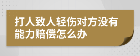 打人致人轻伤对方没有能力赔偿怎么办