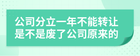 公司分立一年不能转让是不是废了公司原来的