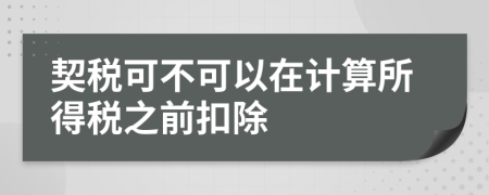 契税可不可以在计算所得税之前扣除