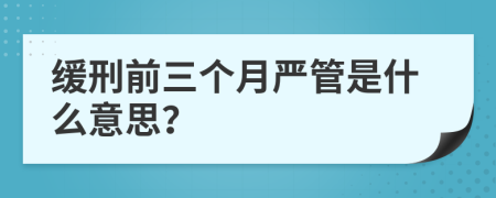 缓刑前三个月严管是什么意思？