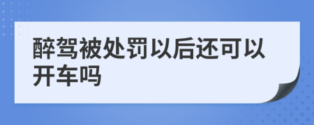 醉驾被处罚以后还可以开车吗