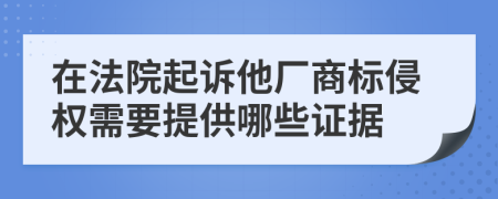 在法院起诉他厂商标侵权需要提供哪些证据