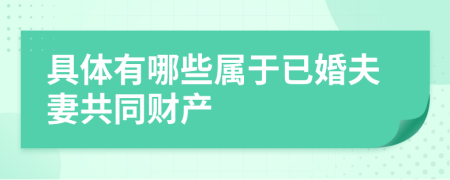 具体有哪些属于已婚夫妻共同财产